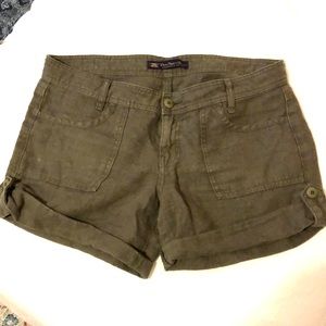 Linen Soft Utility Shorts Olive Green